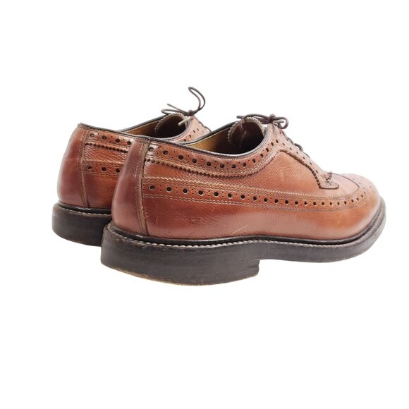 Nettleton Mens Size 7.5 C/E Vintage Brown Leather Wingtip Oxford Dress Cleated - Picture 4 of 8
